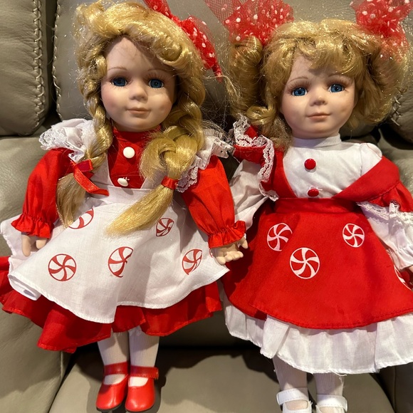 Heritage peppermint, twins, porcelain dolls, about 12 inch high - Picture 1 of 10